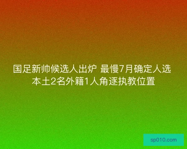 国足新帅候选人出炉 最慢7月确定人选 本土2名外籍1人角逐执教位置